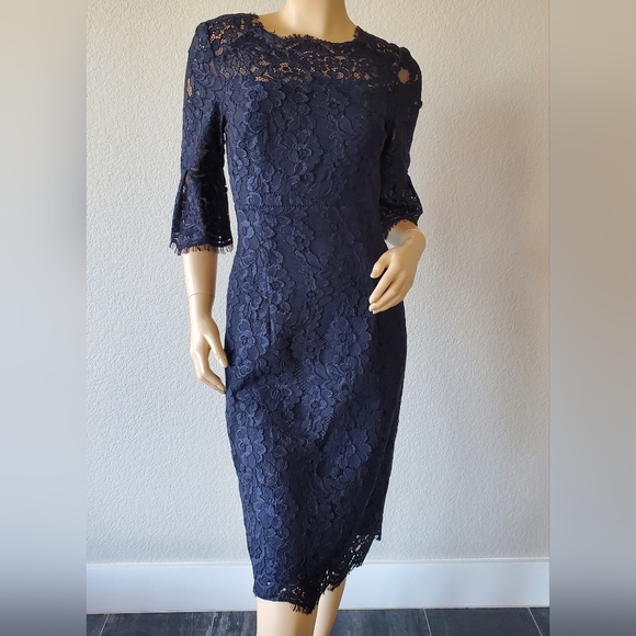 HOBBS VANESSA PENCIL DRESS NAVY LACE SIZE US 4 NWT - Picture 5 of 16